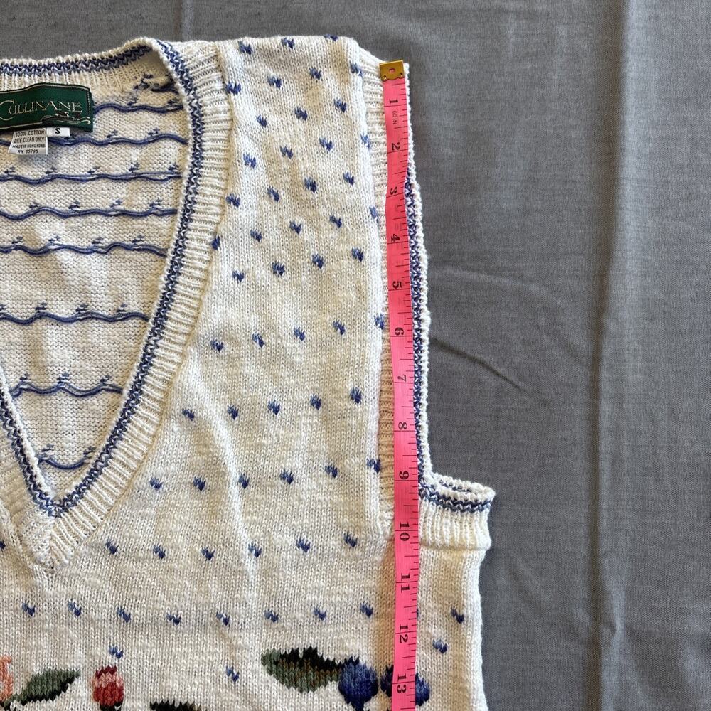Cullinane Sweater Vest Womens Small Fruit And Floral 100% Cotton Vintage - Picture 4 of 6